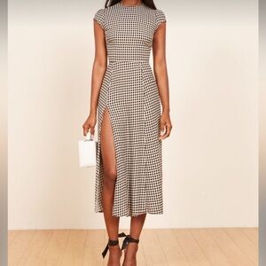 Reformation Black and White Gingham Maxi Dress